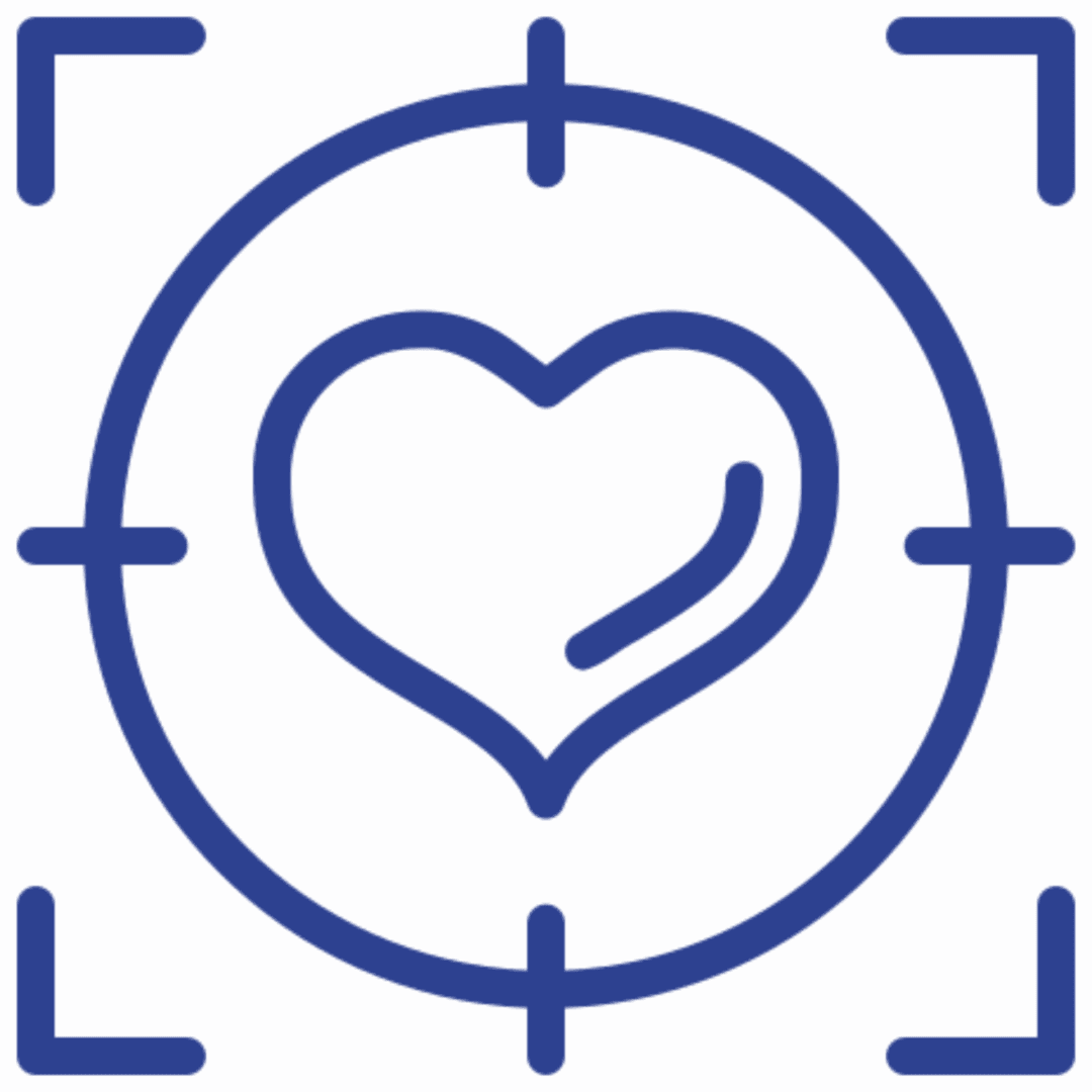 Heart icon within a circular target symbol.
