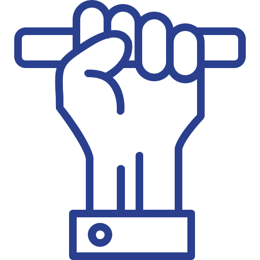 Hand grasping a horizontal bar icon.
